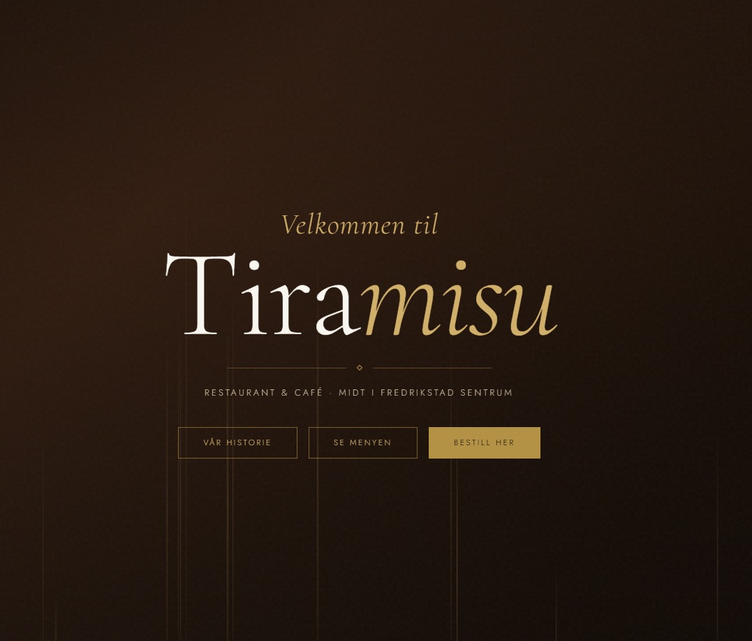 Nettside design for Tiramisu restaurant